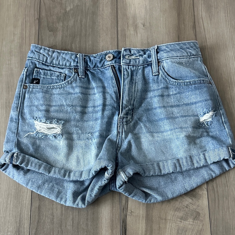 Women’s Light Blue Distressed Denim Shorts